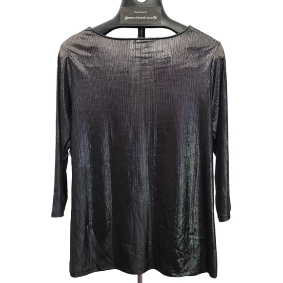 Alfani Metallic Twist-Front V-Neck Top - Picture 6 of 8